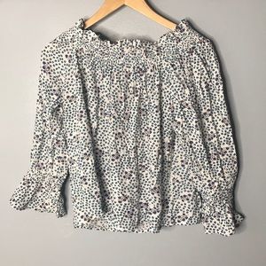 NWT LOFT Ruffled Long Sleeve Shirt Size Small